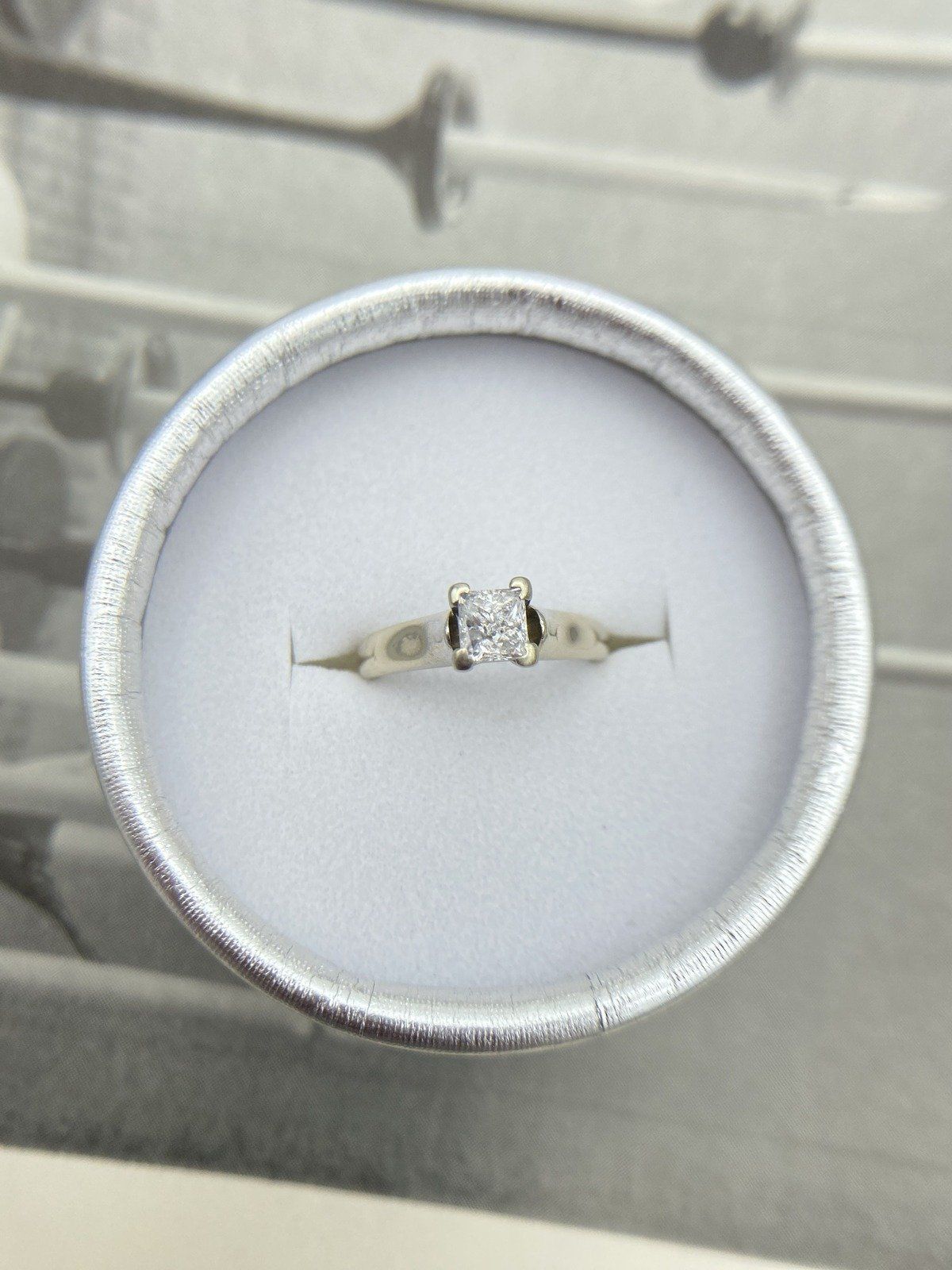 Simplistic 18k Princess Cut .59ct Square Diamond Engagement Ring w Sleek Shoulders + Rounded Shank Base for Band 4