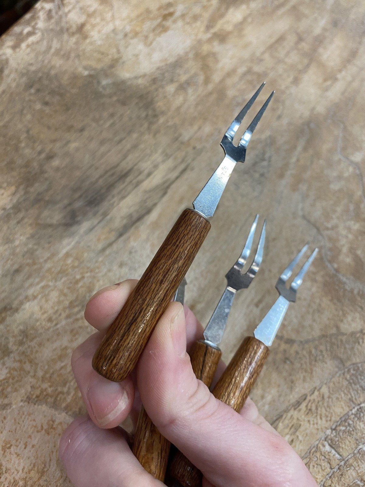 Set of 4x Wooden Handle Appetizer/Cocktail Forks 4