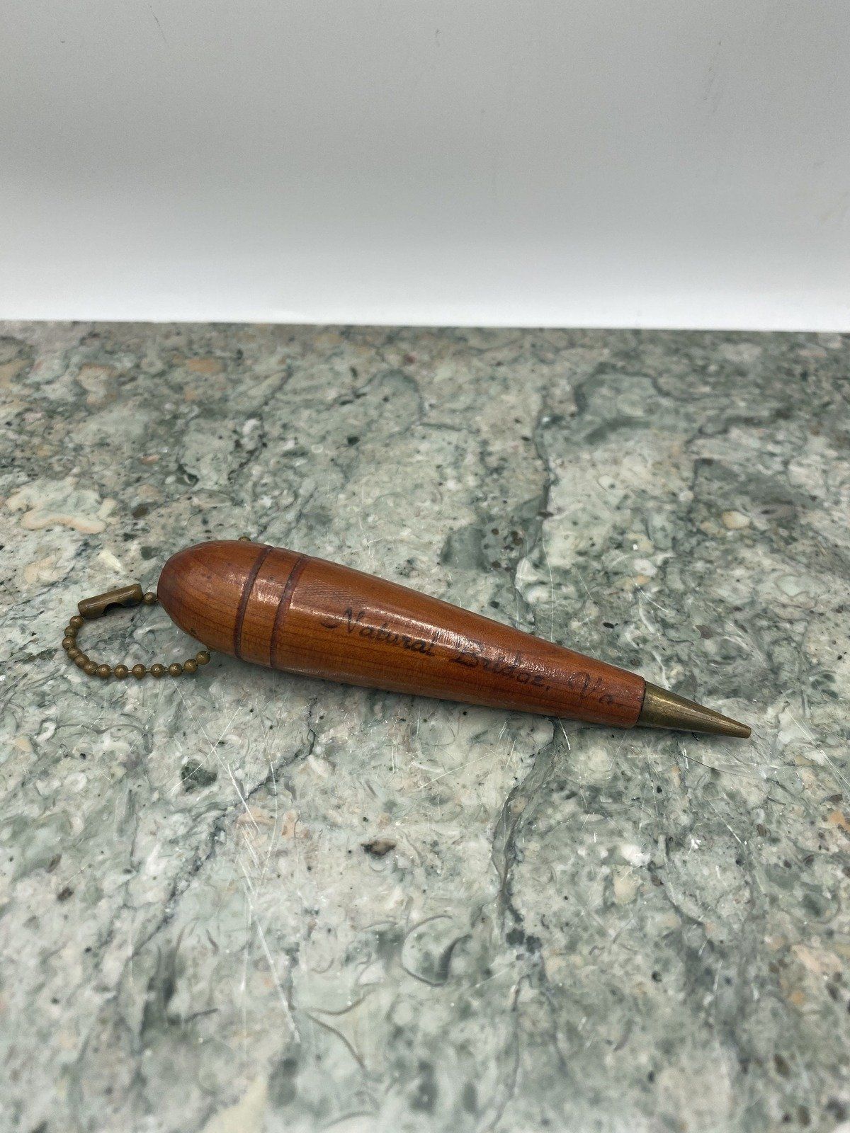 Vtg Handmade Wooden Refillable Pencil Keychain 2