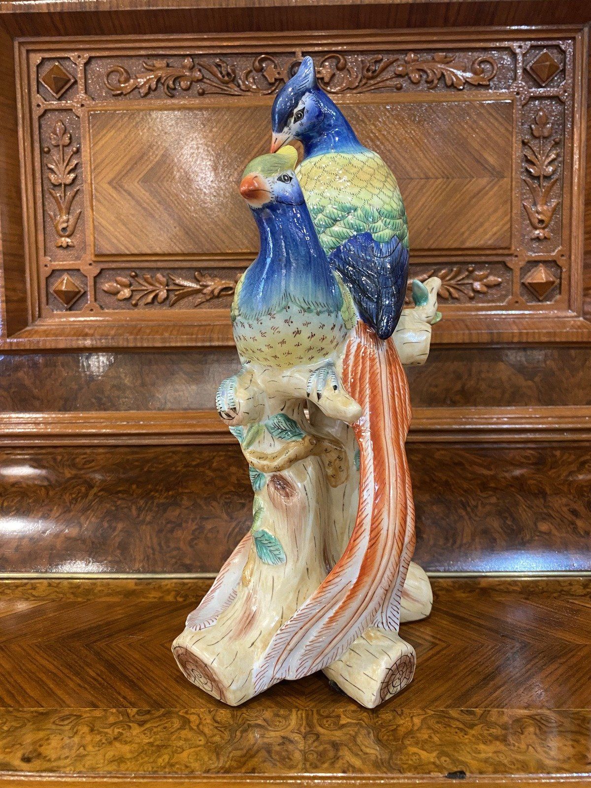 Vintage Andrea Sadek Colorful Porcelain Birds of Paradise Statue 10