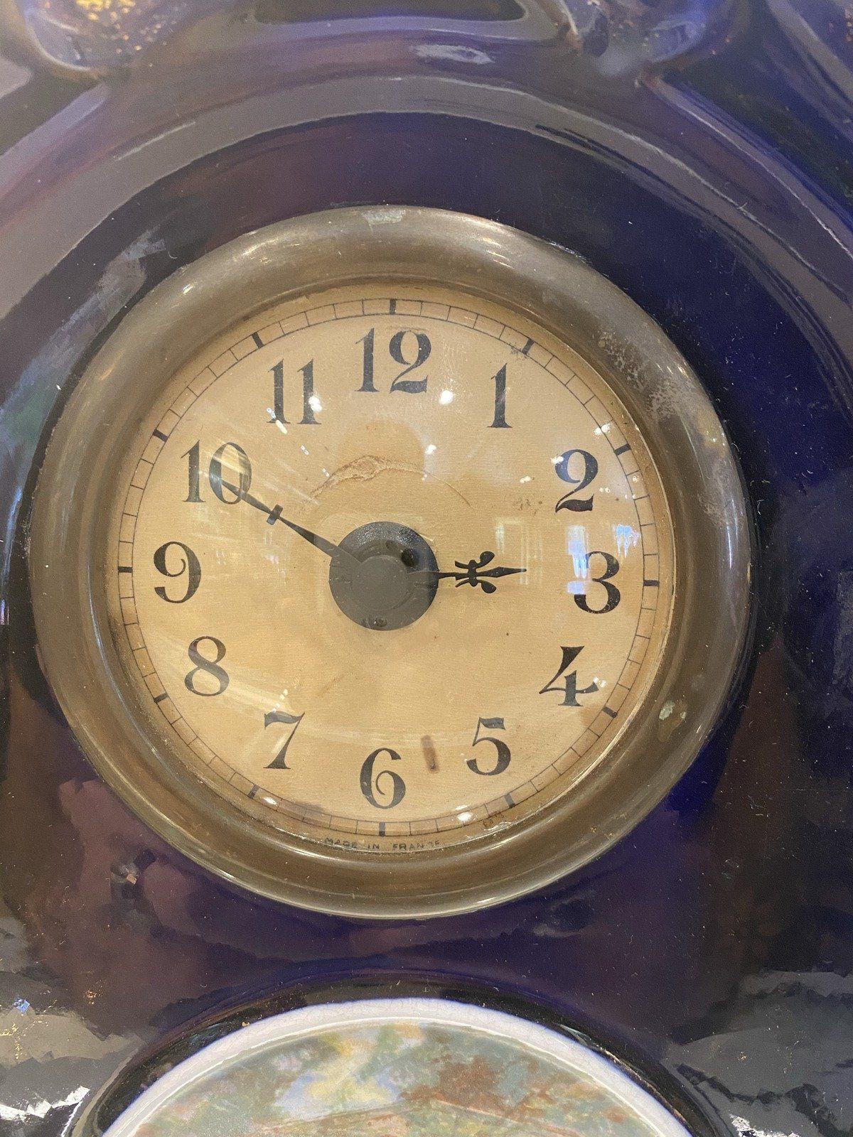 Antique Cobalt Blue Porcelain Mantel Shelf Clock 4