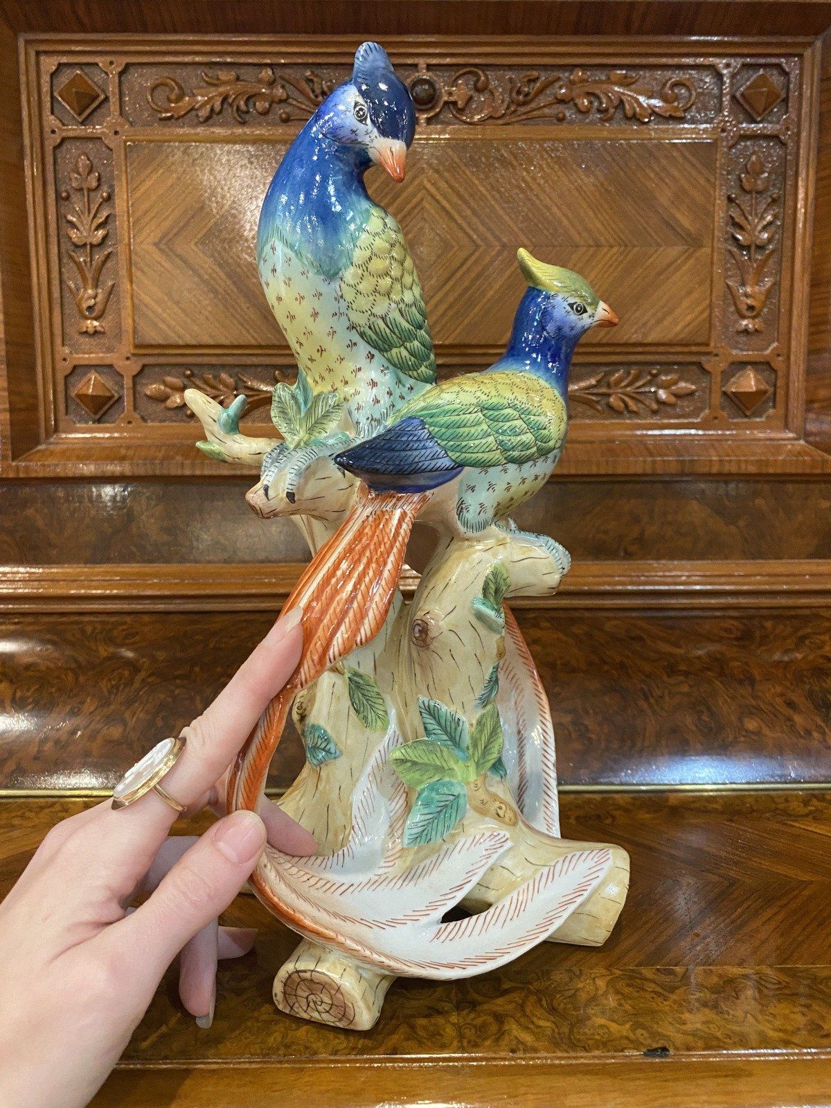 Vintage Andrea Sadek Colorful Porcelain Birds of Paradise Statue 6