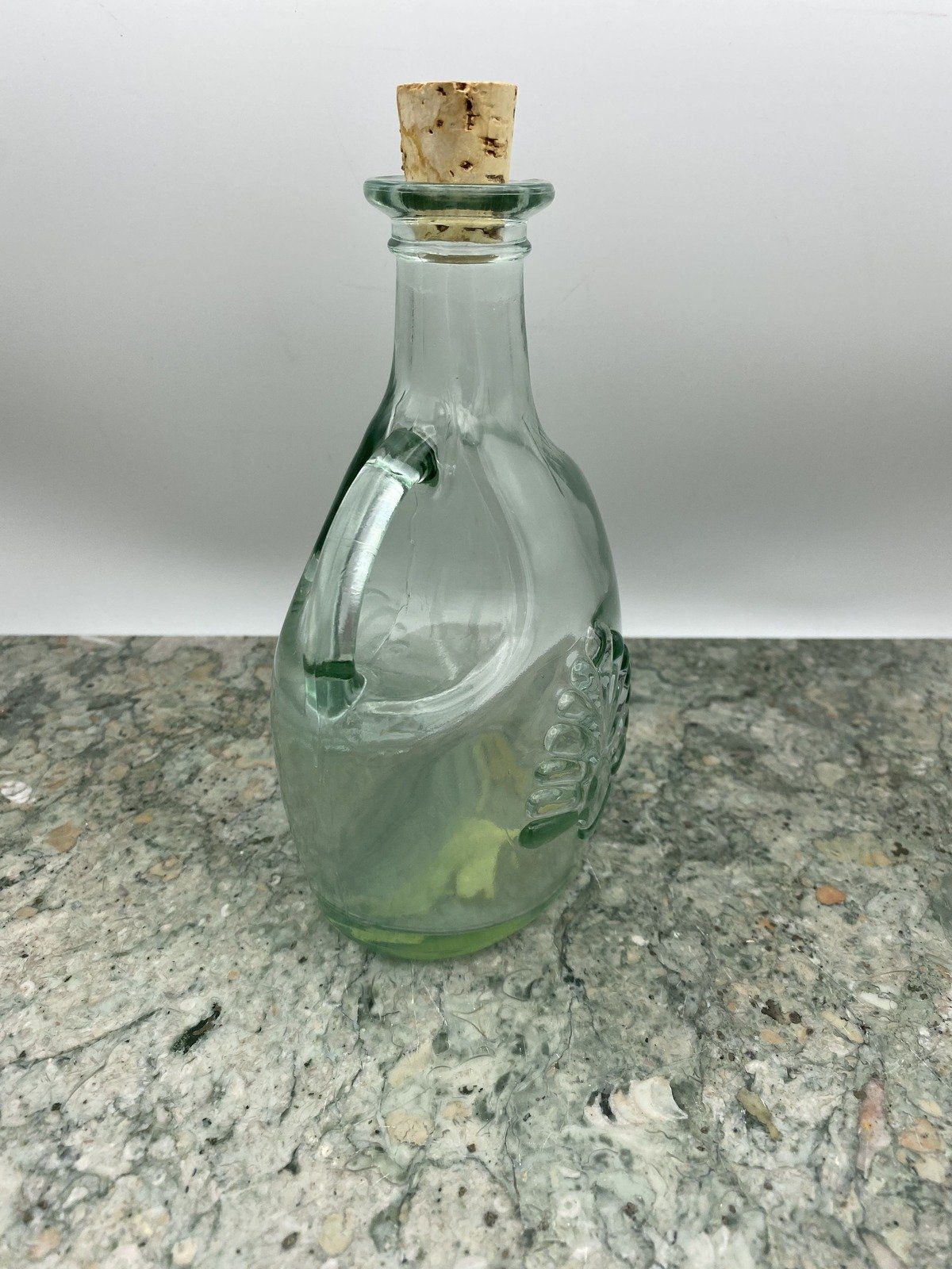 Vintage Glass Shell Motif Canada Syrup Jar w Cork 2
