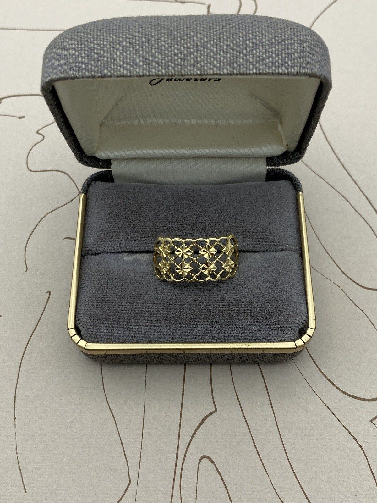 Vintage Reticulated Lace 14k Gold Ring Band Cuff #2794 6