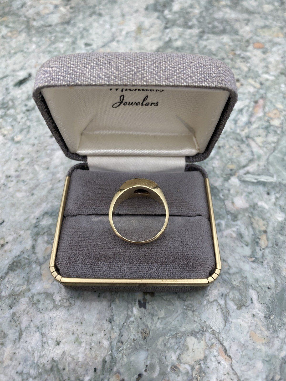 Men's Dapper 14k Gold .7ctw Diamond Cluster Ring w Bright Gold Brushed Shoulder Texture 7