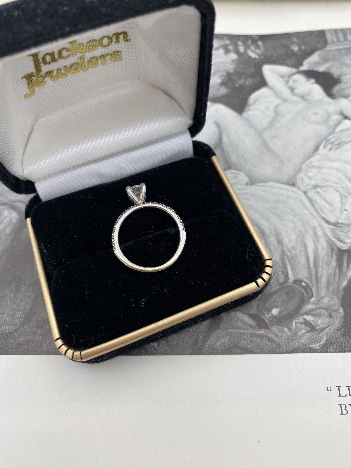 Lovely 14k White Gold .65ct Solitaire Round Diamond w Pave Diamond Band 2