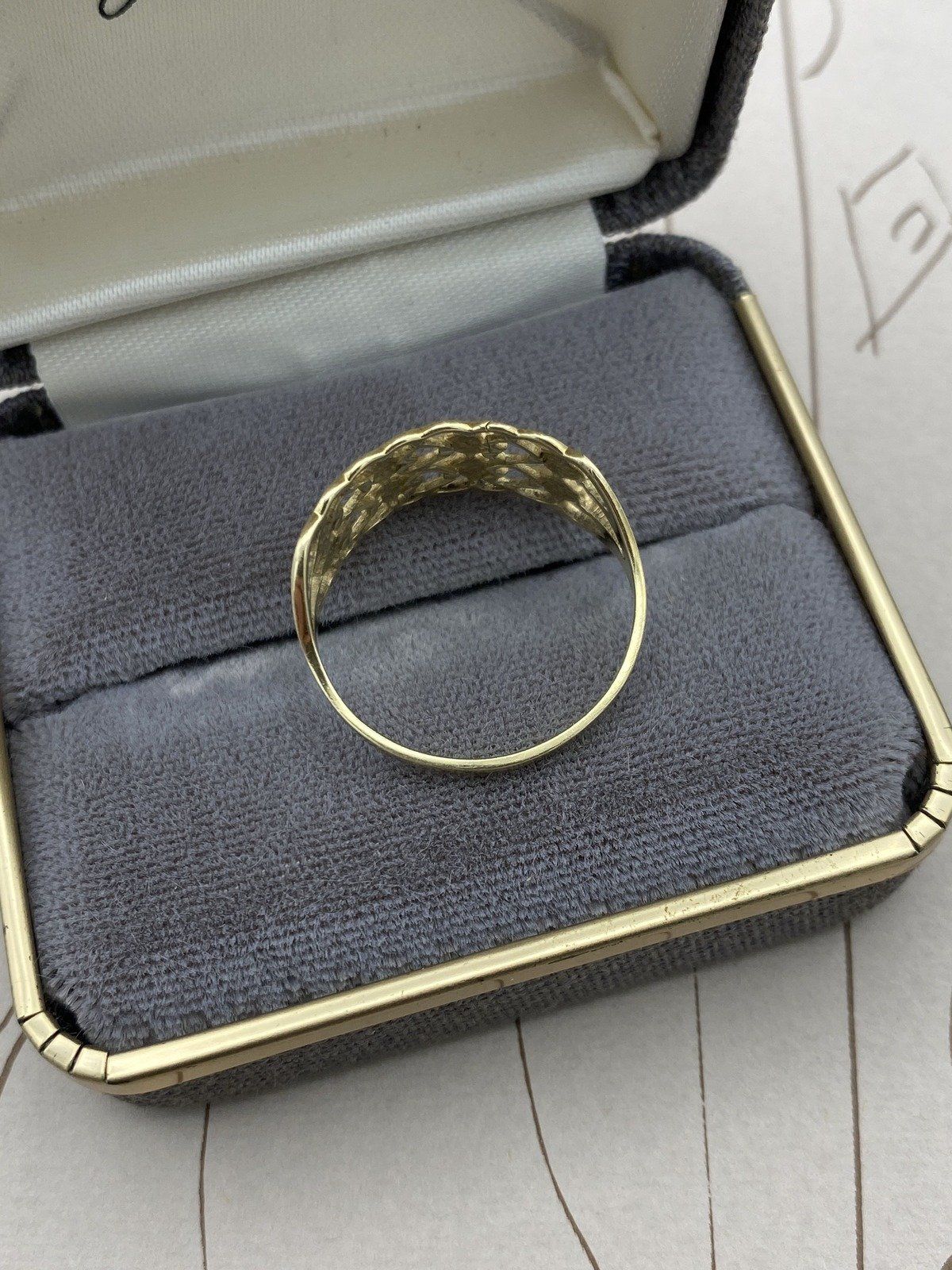 Vintage Reticulated Lace 14k Gold Ring Band Cuff #2794 5