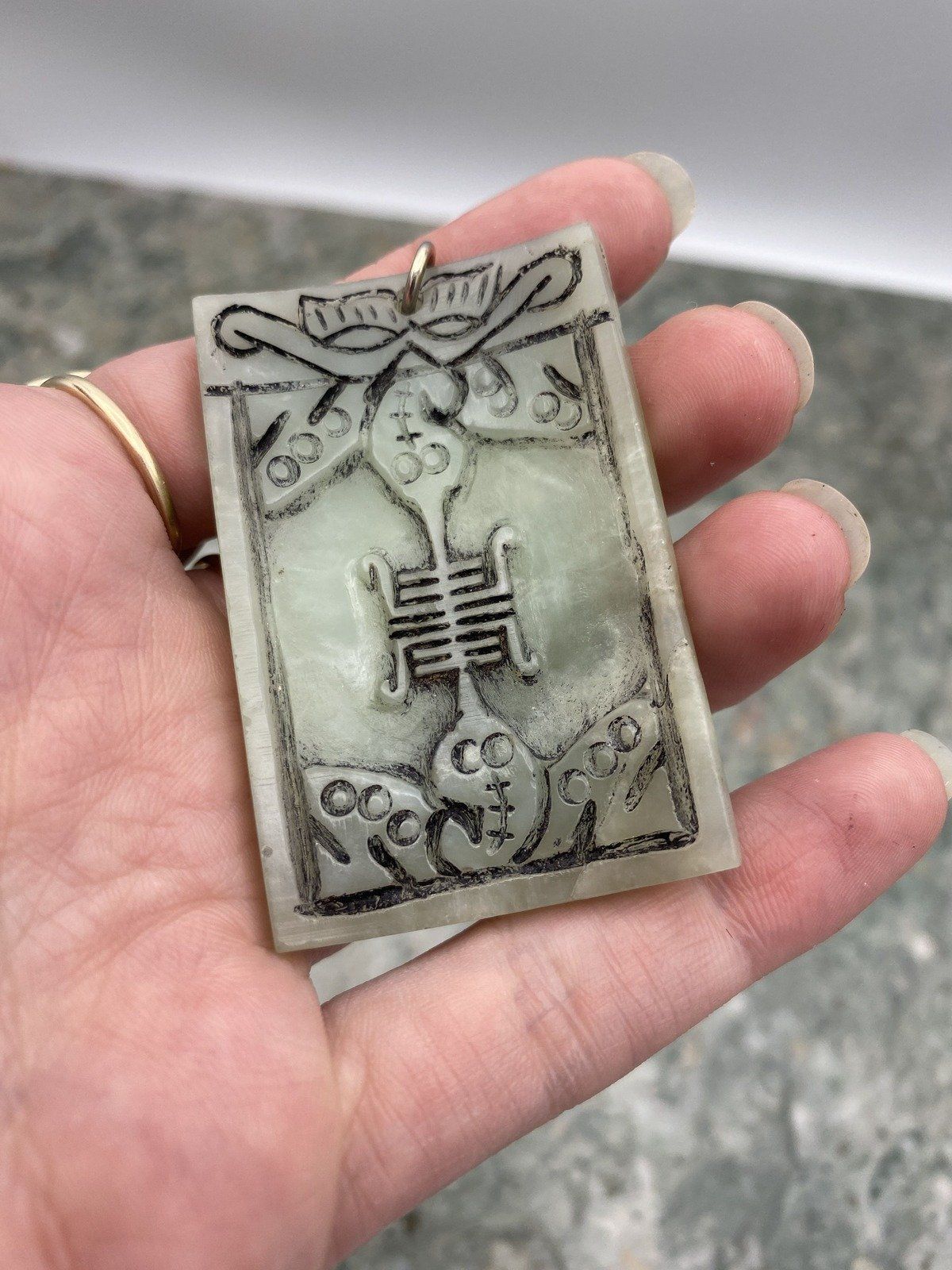 Vintage Natural Jade Dimensional Carved Dragon Pendant 4