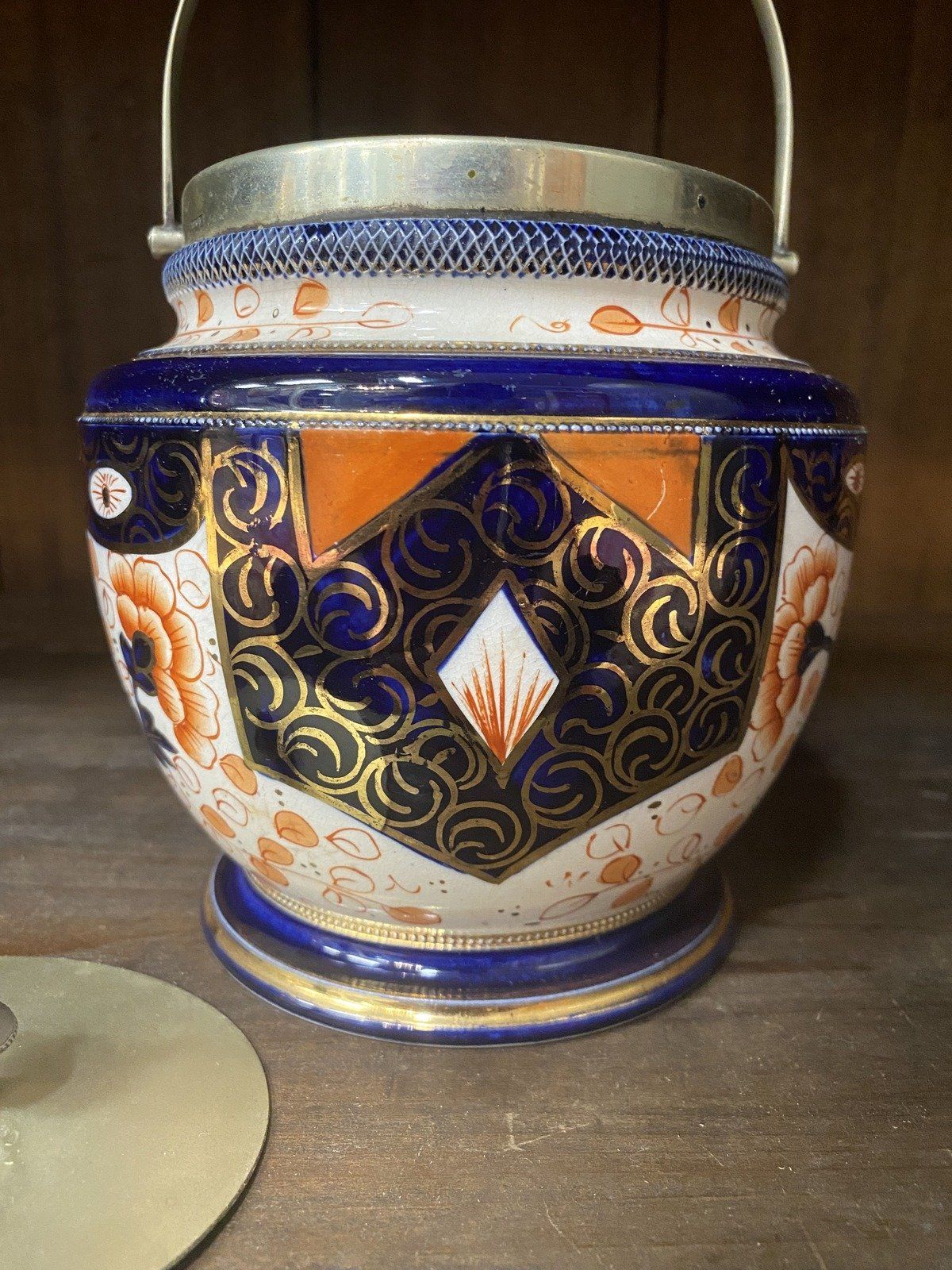 Antique Stamped William Wood Co. Imari Style Oriental Biscuit Barrel Kitchen Jar 8