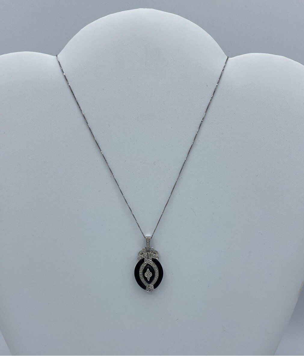 14k Gold Diamond Onyx Necklace/Pendant 2