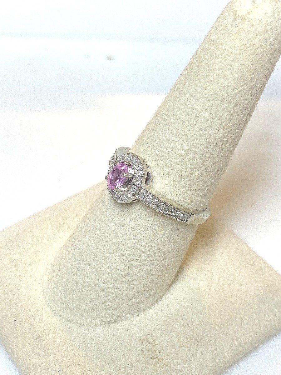 .5CTW Natural Pink Sapphire 10k White Gold Ring 3