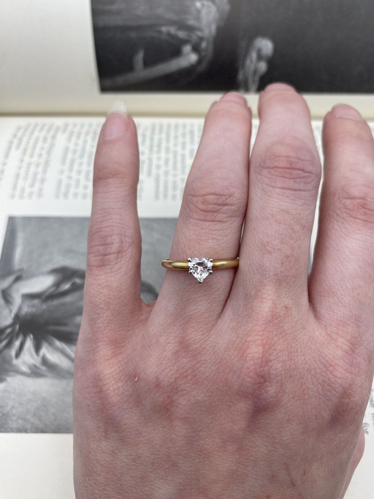 ADORABLE! 14k Gold Natural Diamond Heart Faceted Solitaire Engagement Ring#2832 4
