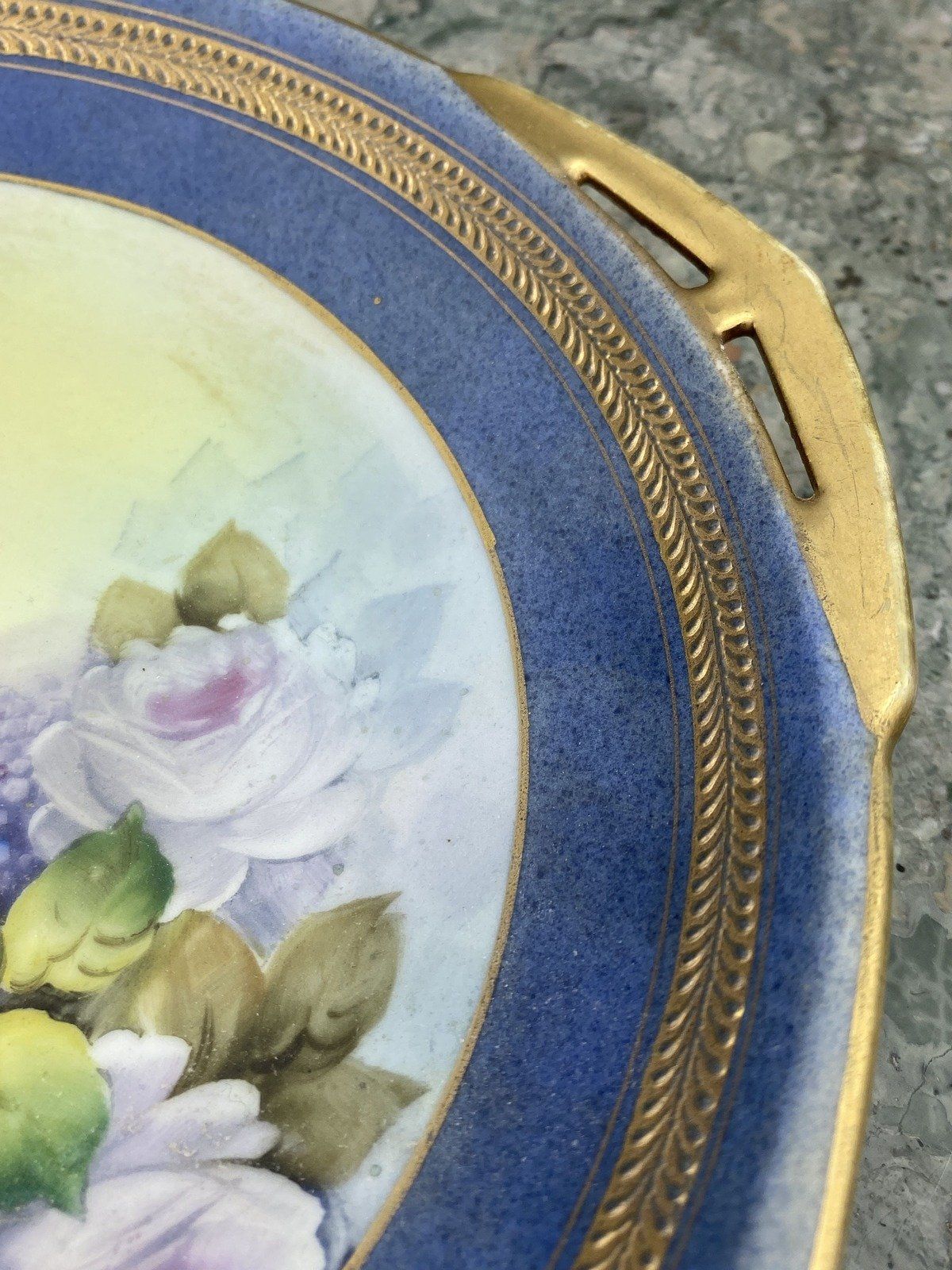 Noritake Salt Glaze + Rose Gilt Rim Handled Plate 2