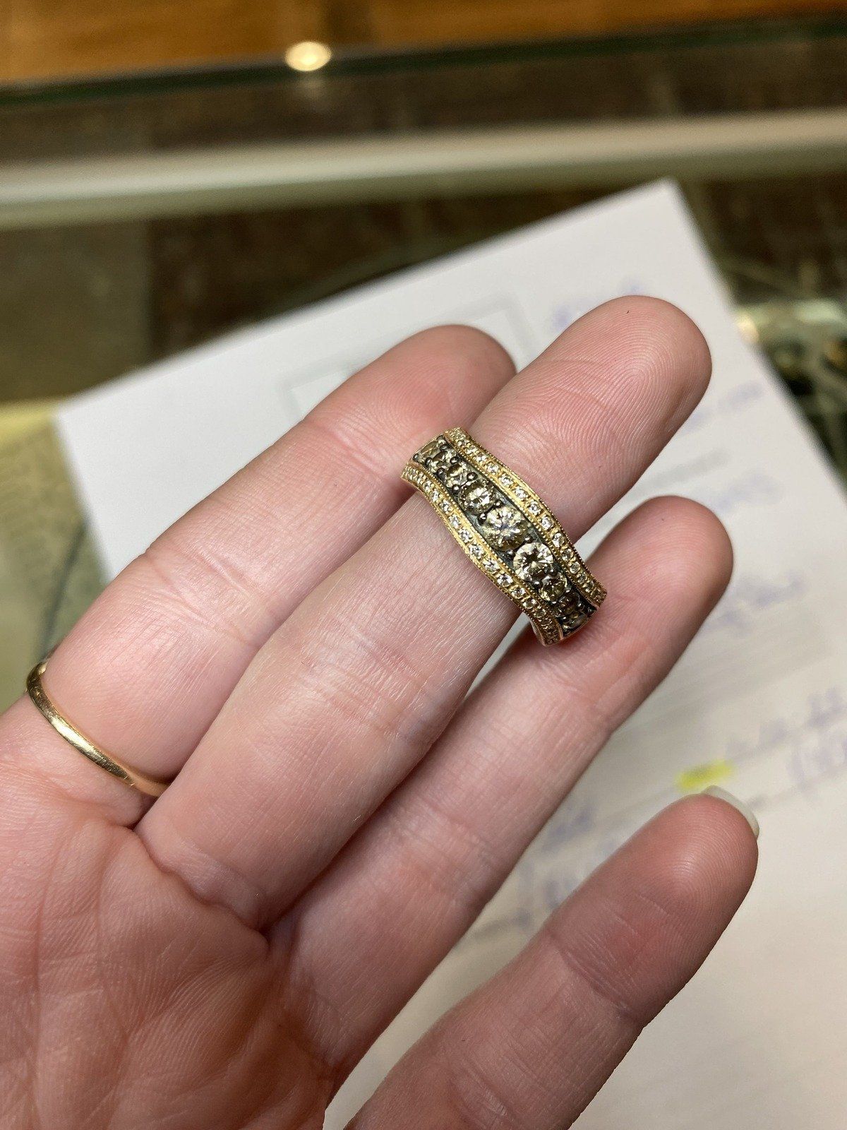 14k Gold Chocolate Diamond Tapered + Flared LeVian Designer Ring Band #2168 6