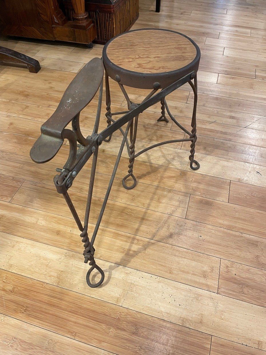 Antique Wrought Twisted Iron Cobbler's Shoe Shine Stool