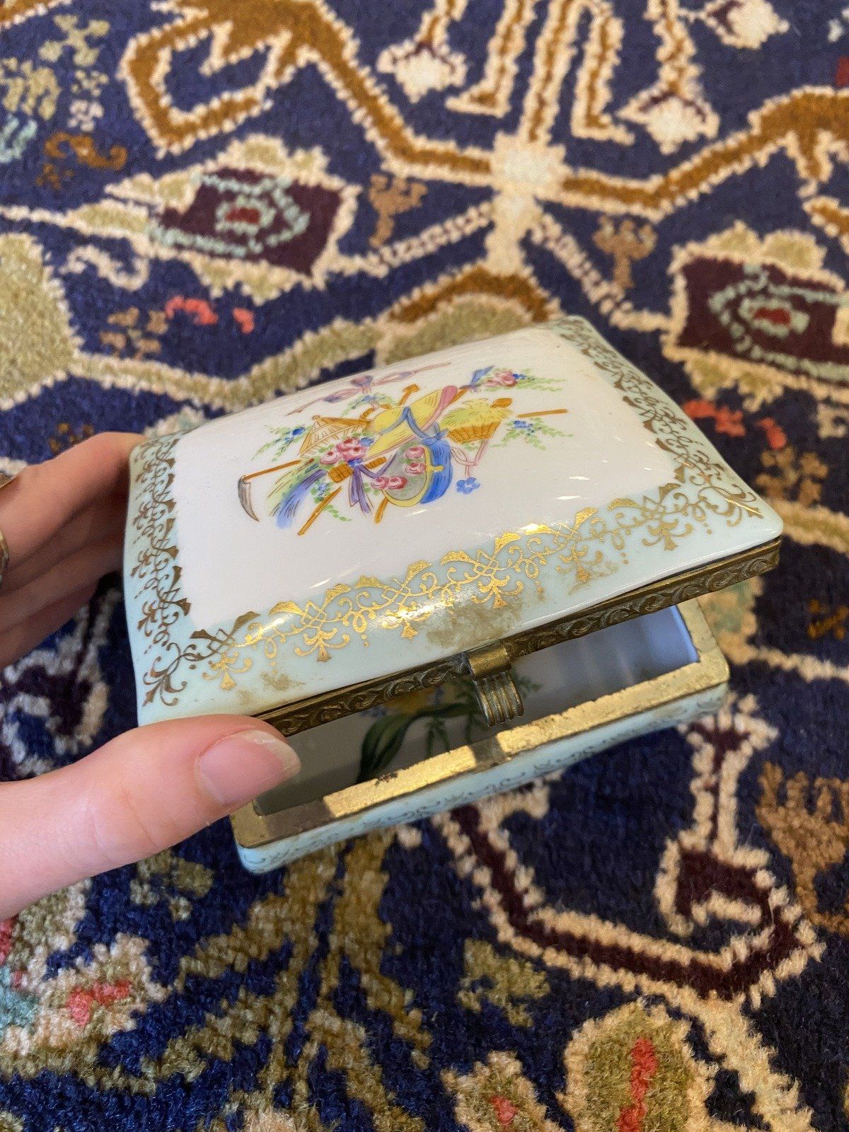Andrea Sadek Antique Style Porcelain Jewelry + Trinket Box 4