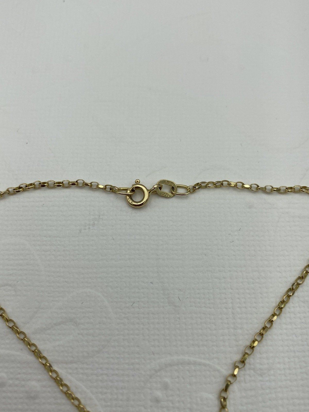 14k Gold 16L Cable Link Etched Cross Necklace Chain #2268 5