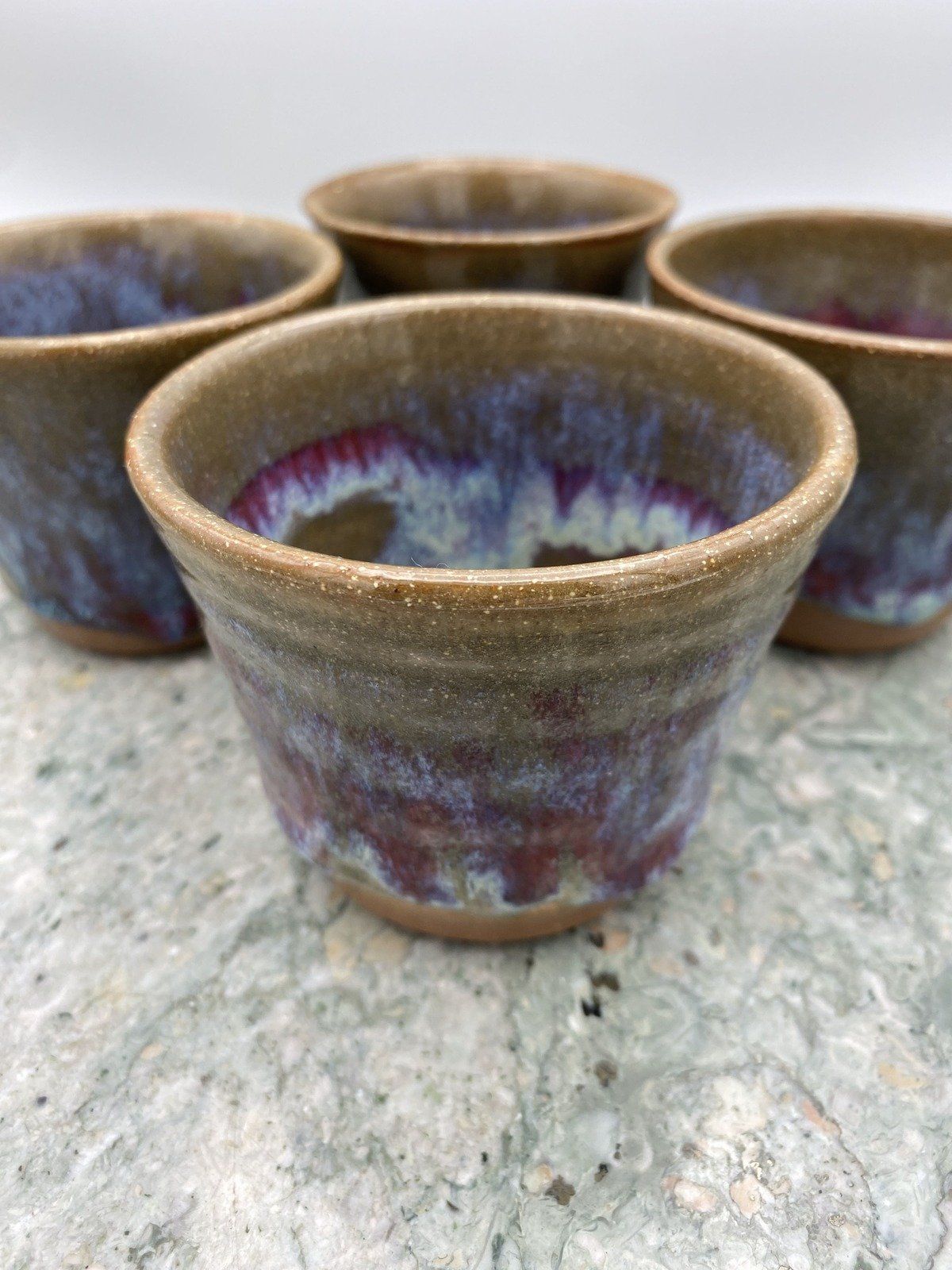 Retired Red Leaf Arcola, MS Pottery Signed c.2007 4x PC Tumbler Set 2