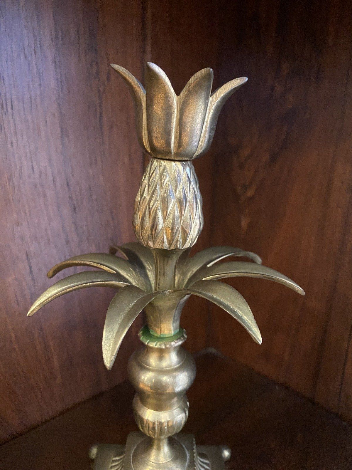 Vintage Mottahedeh Brass Pineapple Candlestick Holder 5