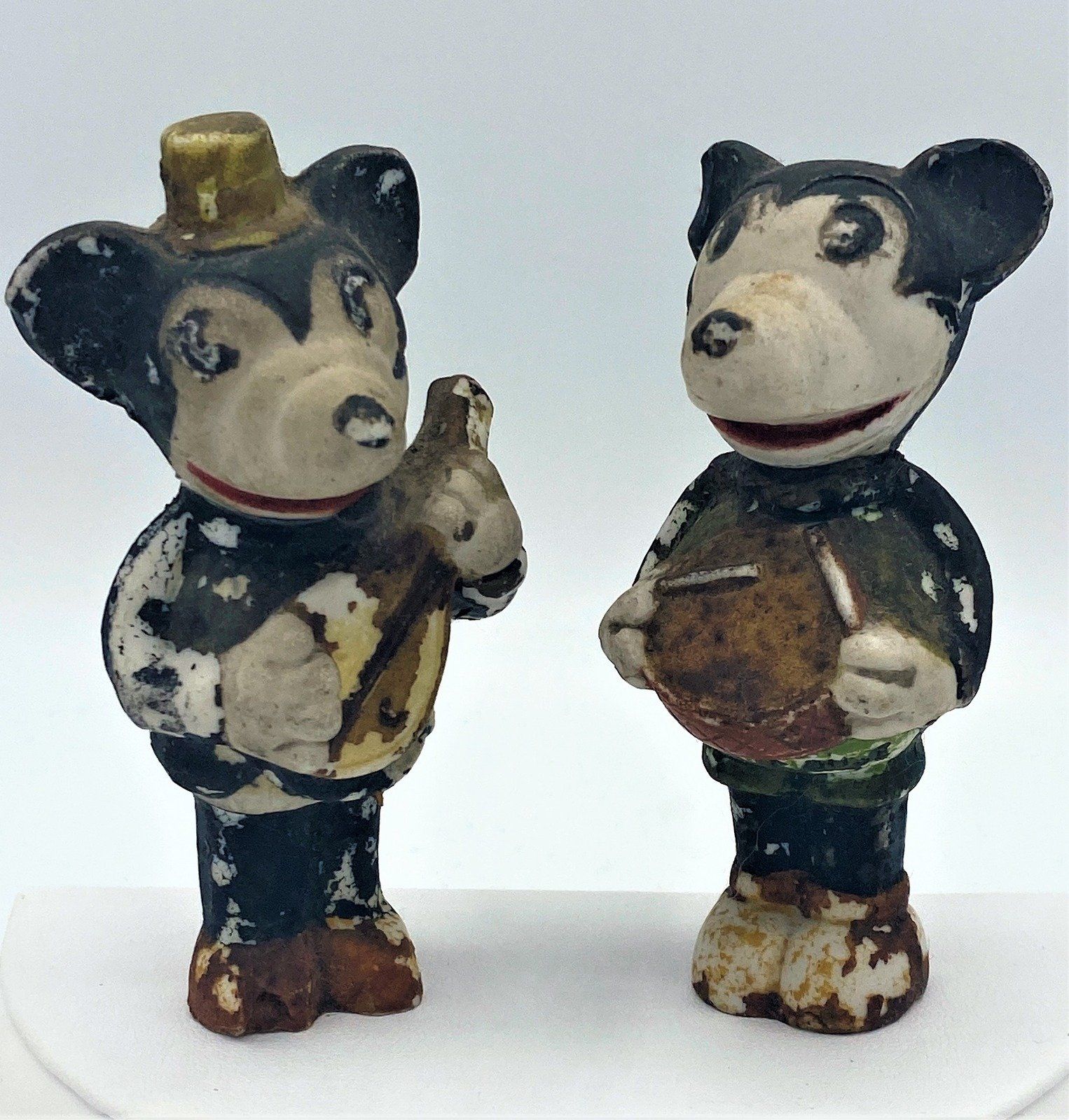 1930's Bisque Japanese Porcelain Mickey Mouse Figurines 2
