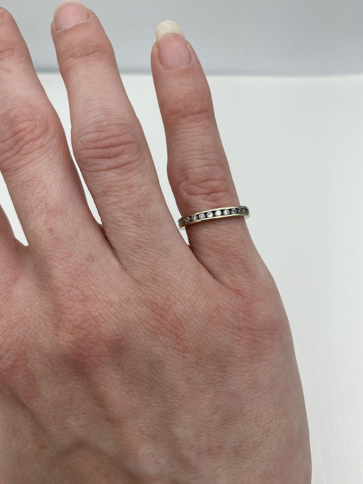 Vintage 10k White Gold 1ctw Round Diamond Channel Set Eternity Bridal Ring Band 3