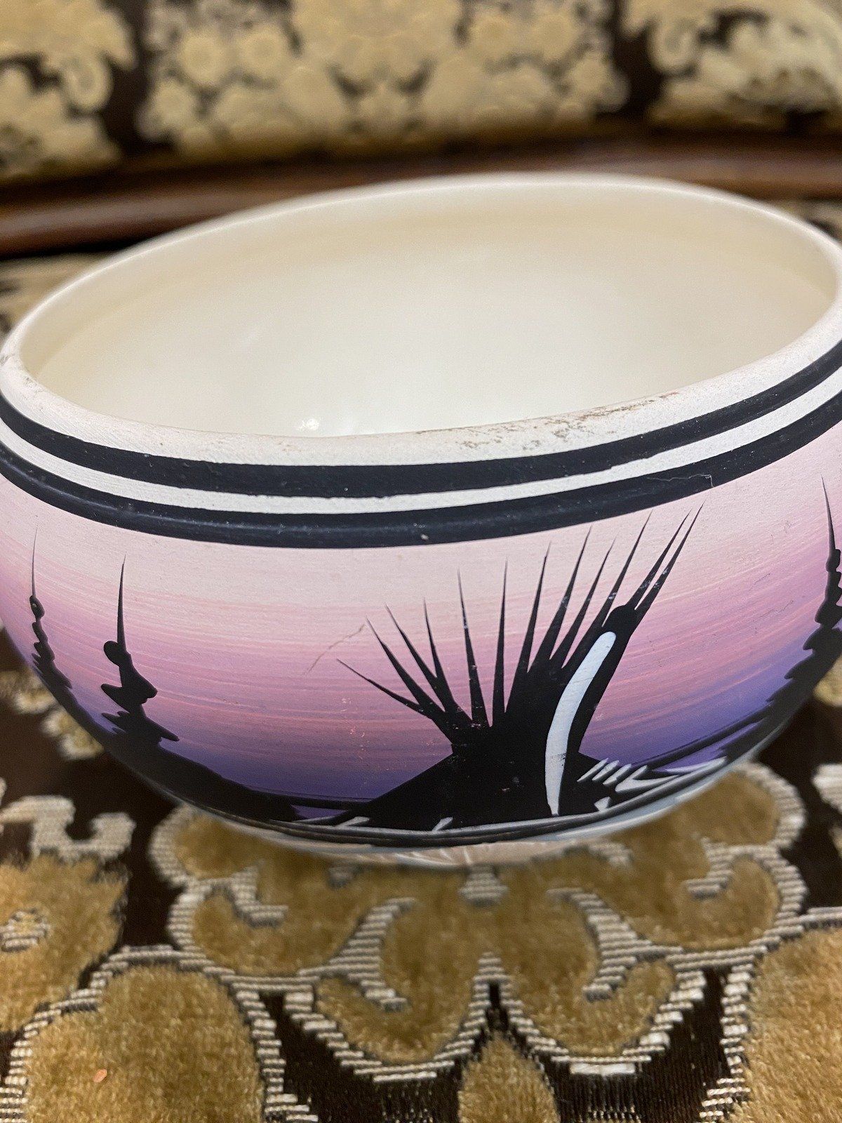 Signed Colorful Signed Sagg Dineh SW Navajo Pottery Bowl 7