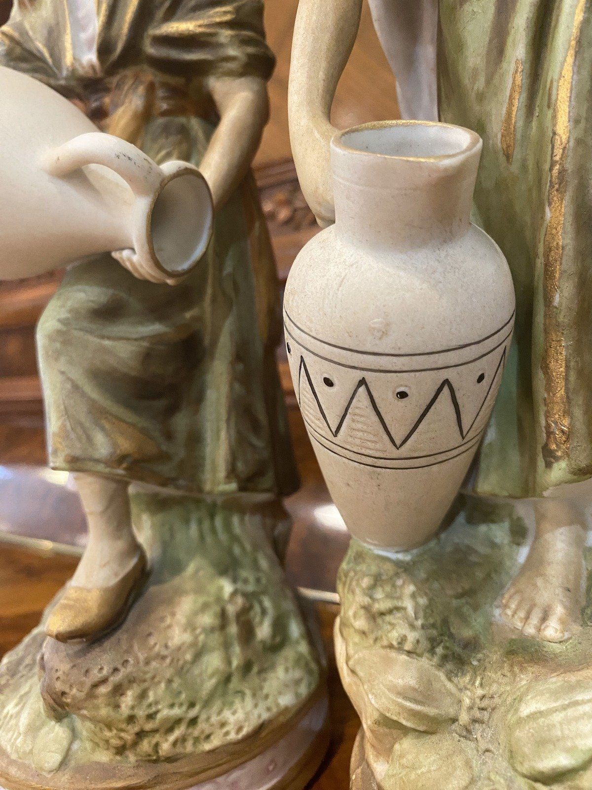 Japanese Bisque Porcelain Bohemian Statuettes 13H 6