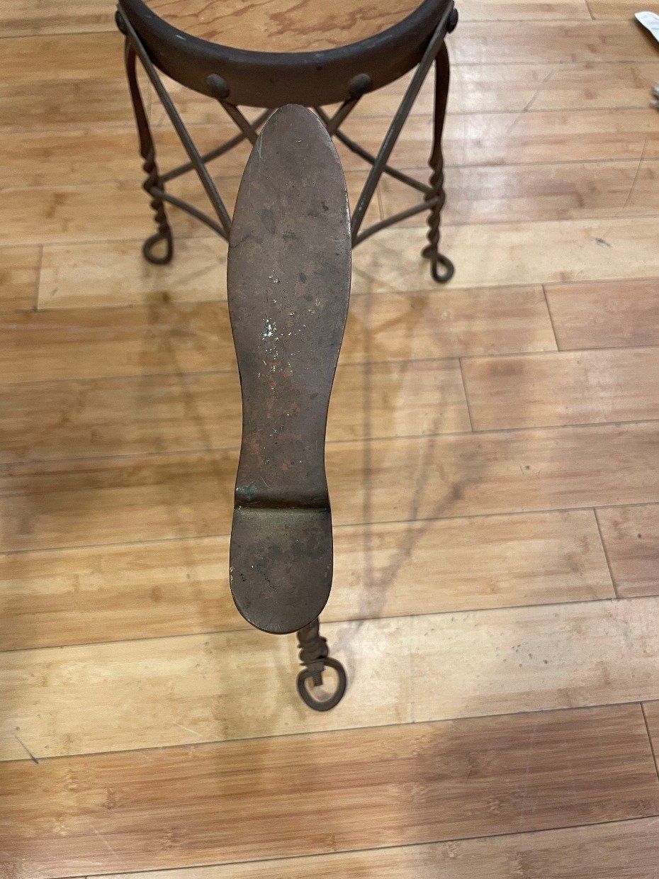 Antique Wrought Twisted Iron Cobbler's Shoe Shine Stool 2