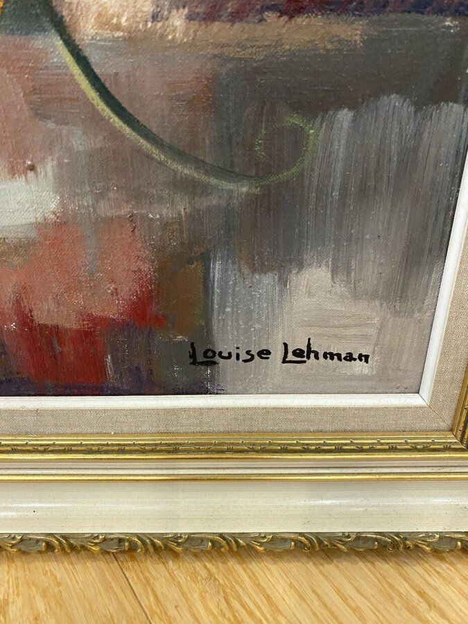 Ornately Framed Sill Life of Urn w Roses Signed Louise Lehman 3