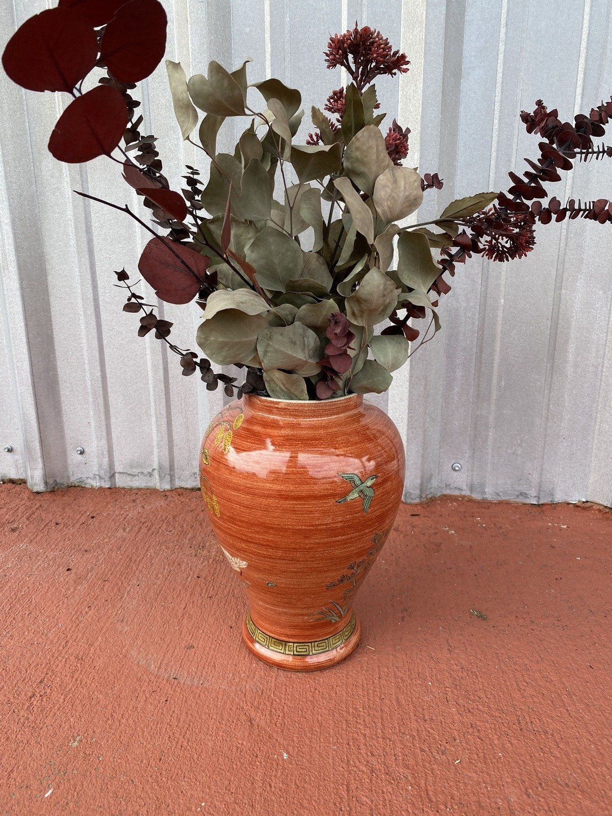 Large Oriental Swan Motif Porcelain Vase 4