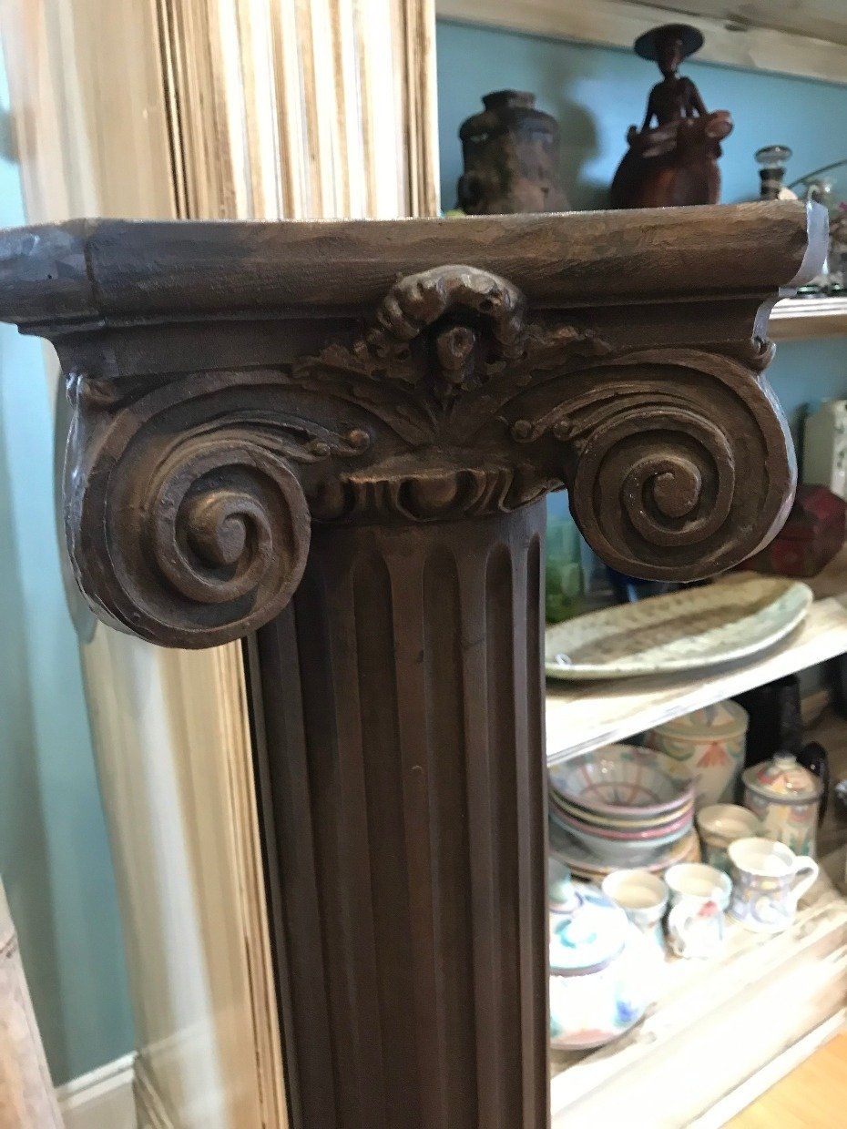 42H Brown Painted Column Pedestal Planter 2
