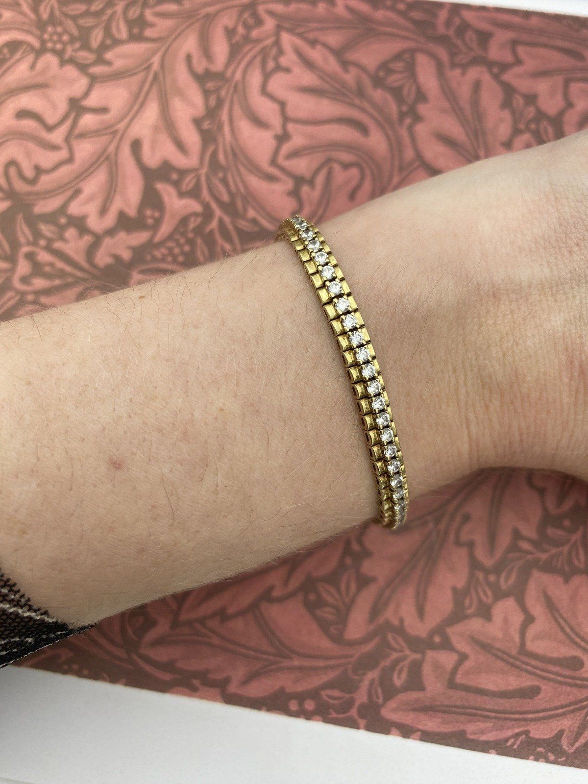 Lovely 14k Gold Articulated Link Diamond Tennis Bracelet 7.25L #2741 10