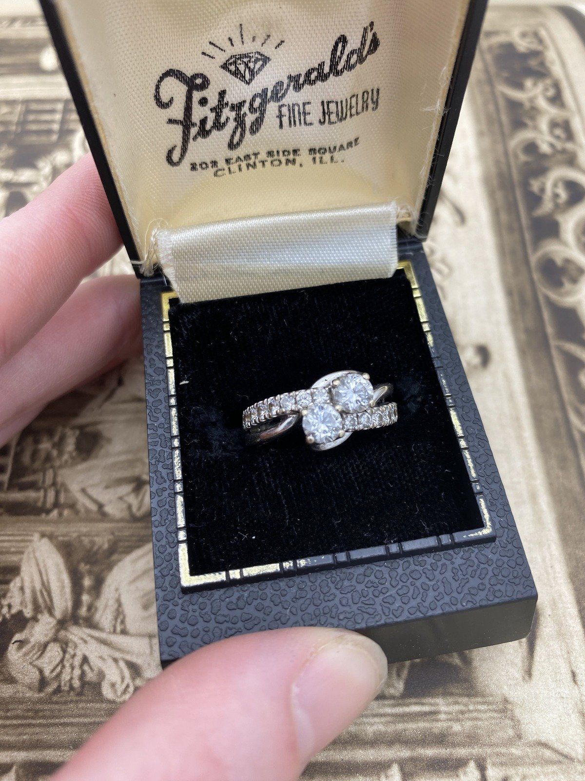 Ladies 14k White Gold Modern Antique Inspired French Moi Et Toi 2.26ctw Diamond Engagement Ring 3