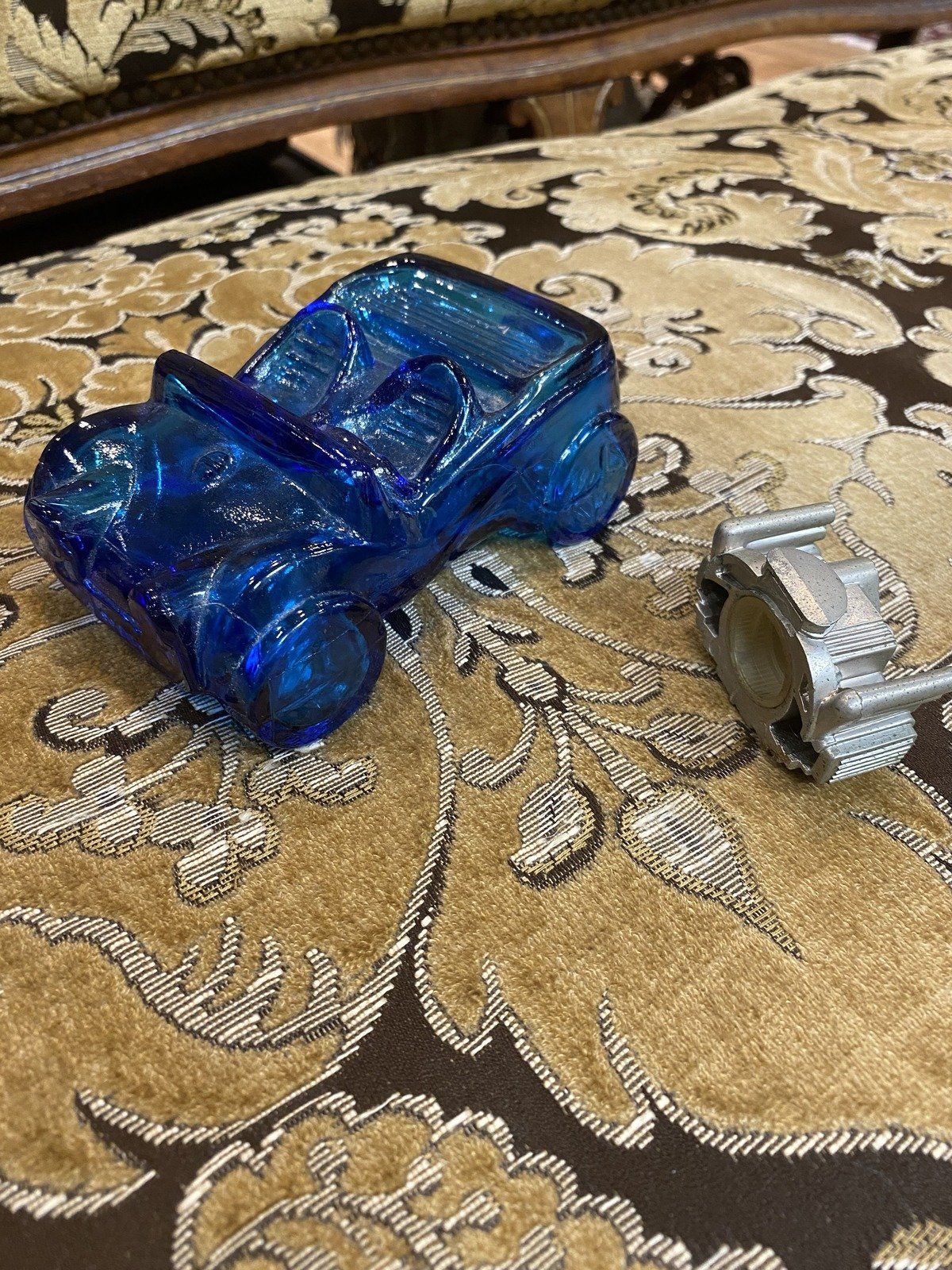 Vintage Blue Apothecary Glass Avon Dune Buggy Collectible Bottle 4