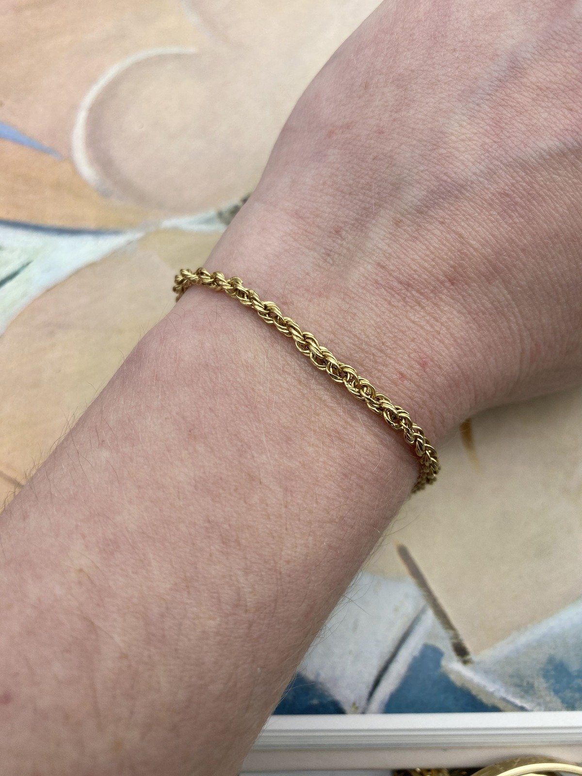 Lightweight 14k Gold 7.25L Rope Link Layering Bracelet 3