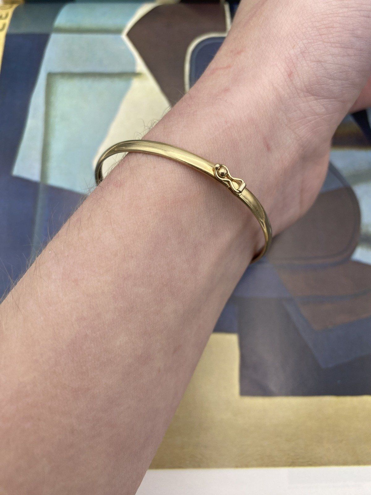 Minimalistic 14k Gold Thin 4mm Wire Bangle Bracelet 6.5 #2937 9