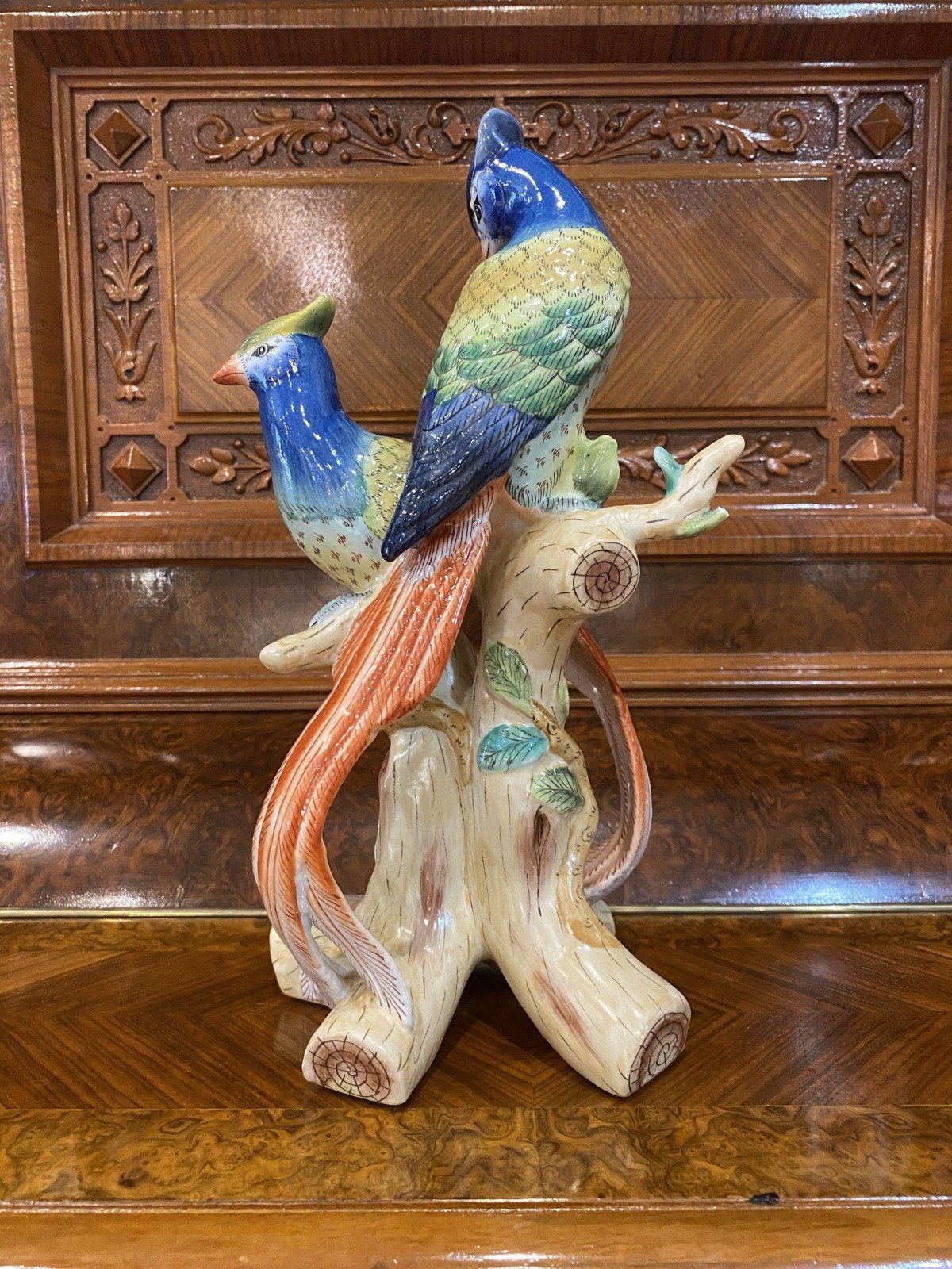 Vintage Andrea Sadek Colorful Porcelain Birds of Paradise Statue 5