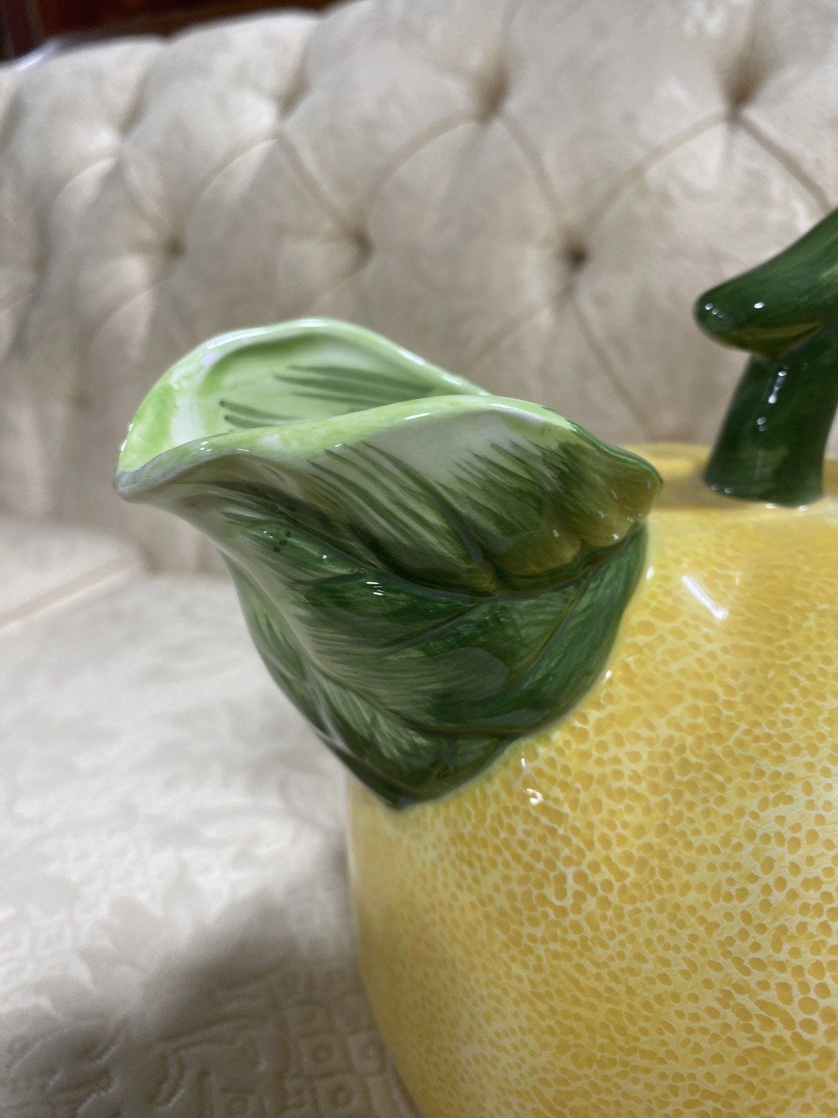 Vintage c.1983 The Haldon Group Majolica Style Meyer Lemon Drink Pitcher 9