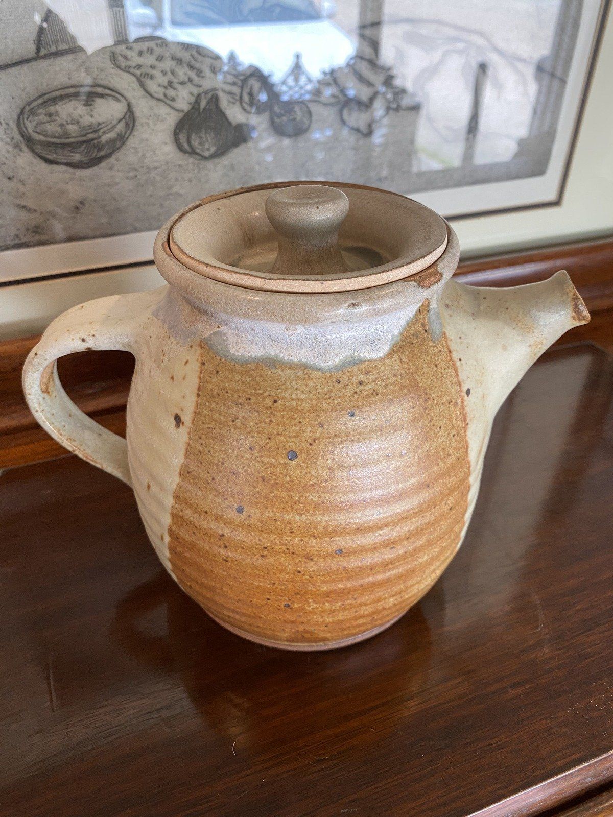 Vintage c.1987 MS Artist Pat Gavin Pottery Stoneware Tea Pot + Lid 3