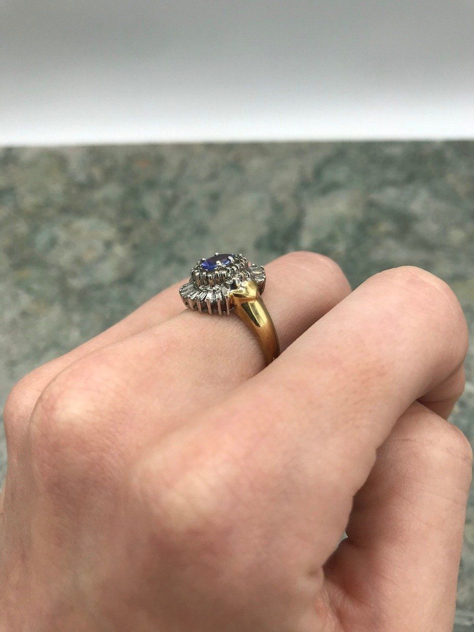 Vintage 14k Gold Tanzanite Baguette Diamond Crowned Ring 3
