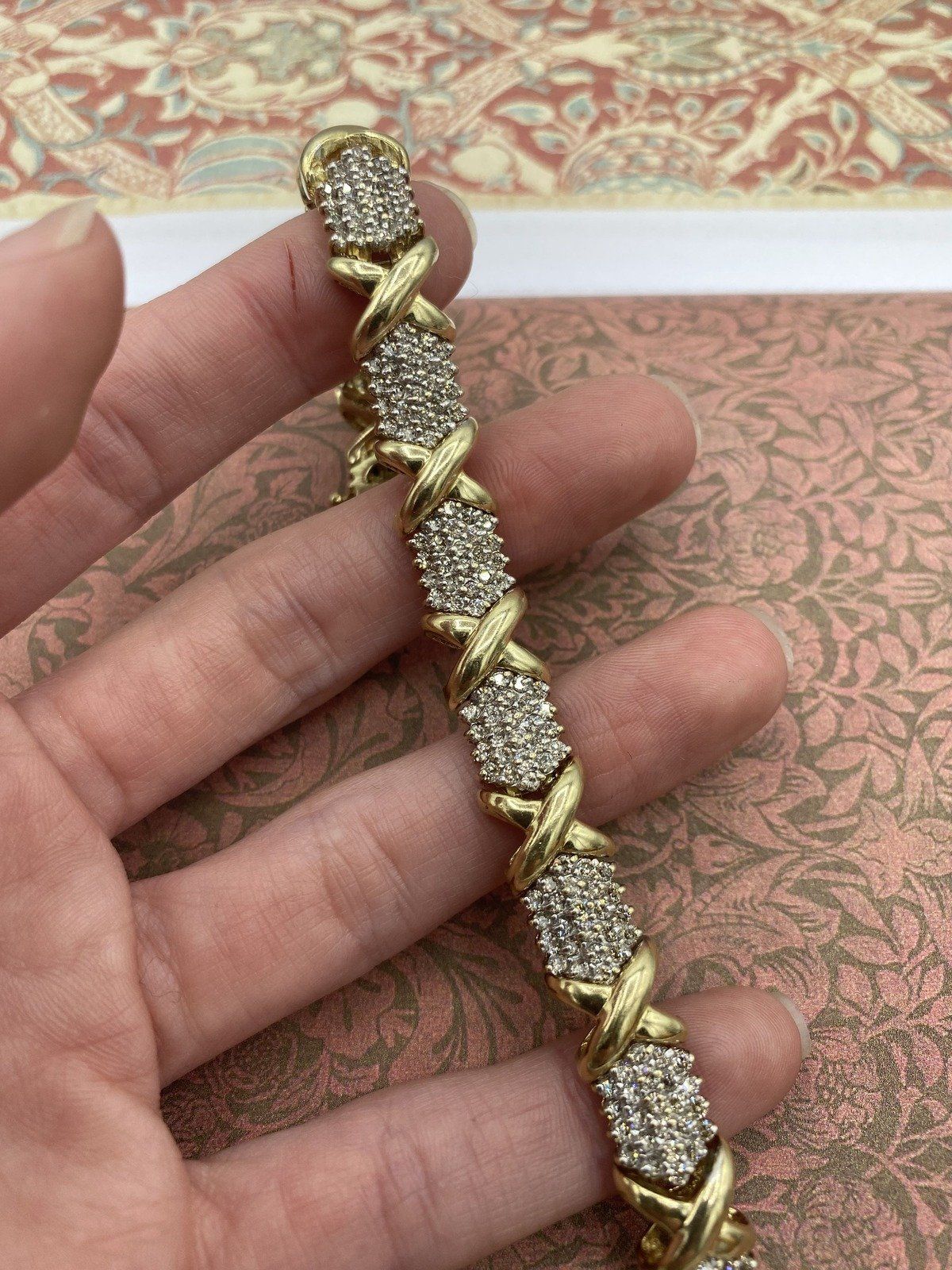 14k Gold 2.50ctw Ladies Diamond Cluster X Link 6.5L Tennis Bracelet w GIA + Appraisal 3