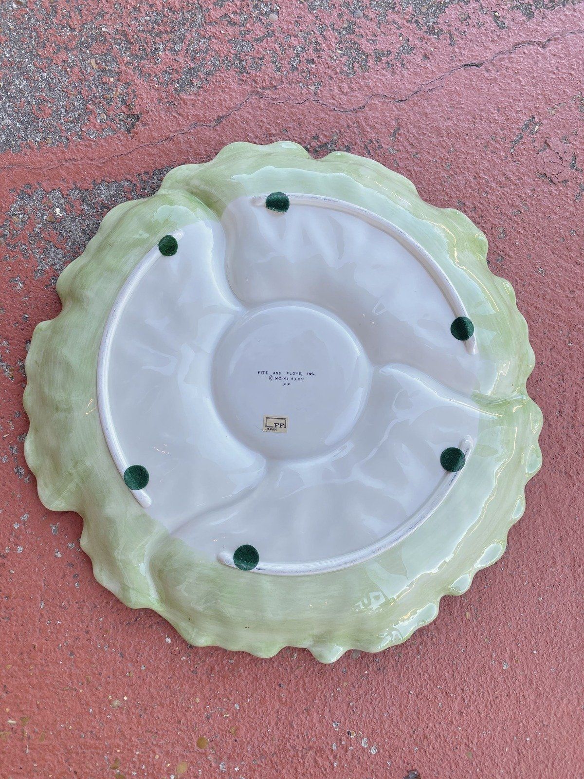 Vintage Ceramic Fitz and Floyd Divided Serving Appetizer/Chip + Dip Tray 3