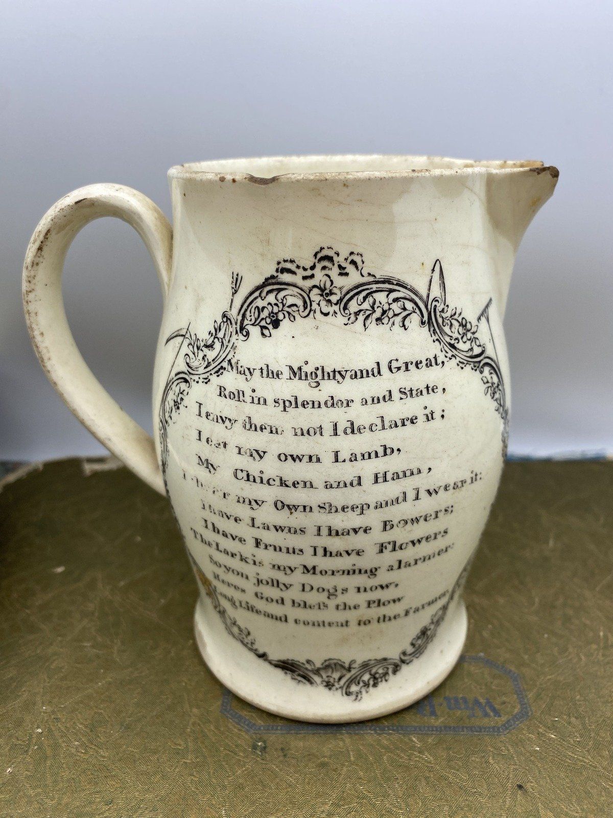 Antique Farmers Arms Creamer Crock Pitcher 5