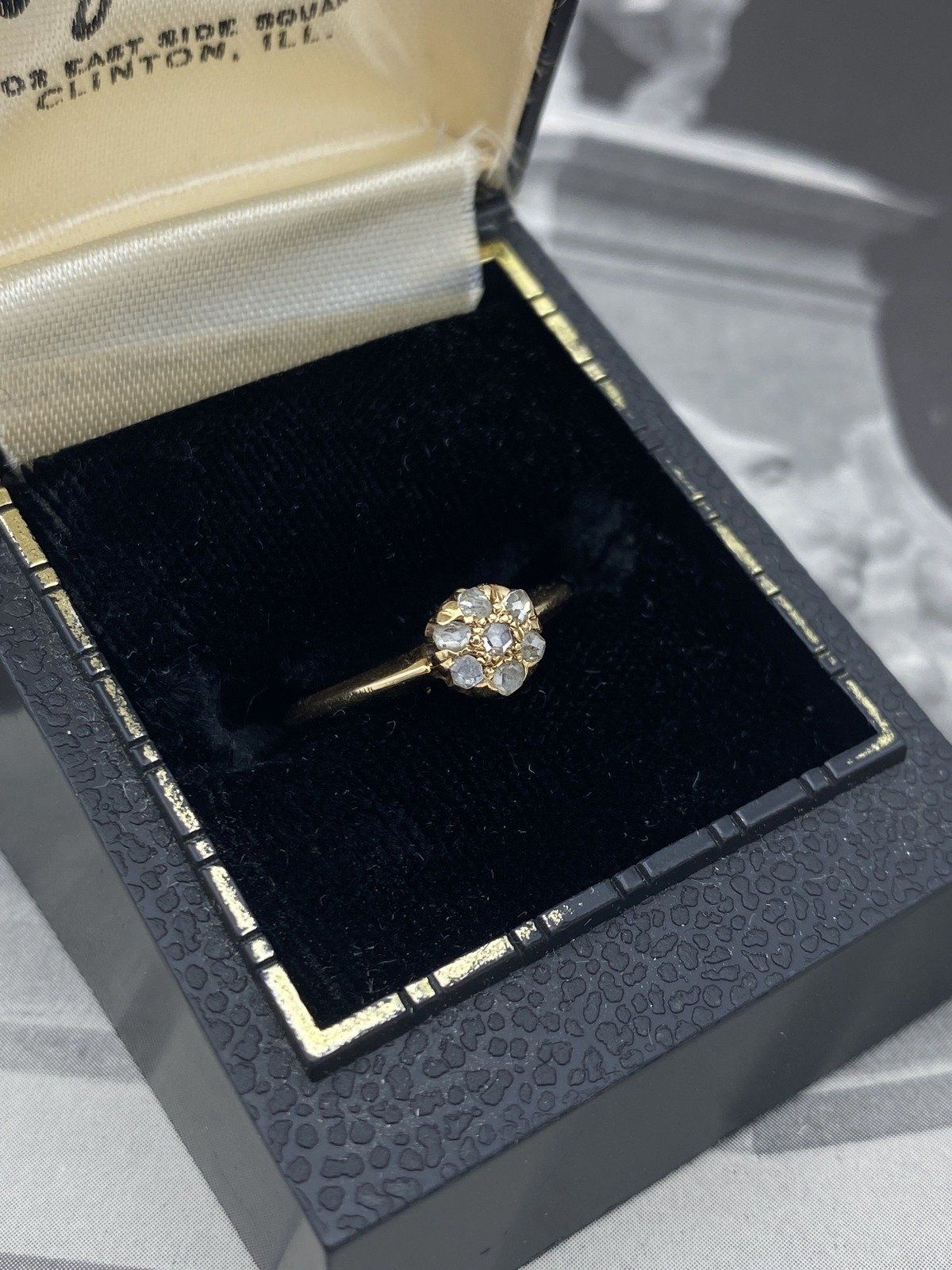 *RARE* Antique Victorian14k Gold Rose Cut Diamond Flower Cluster Ring #2218 2