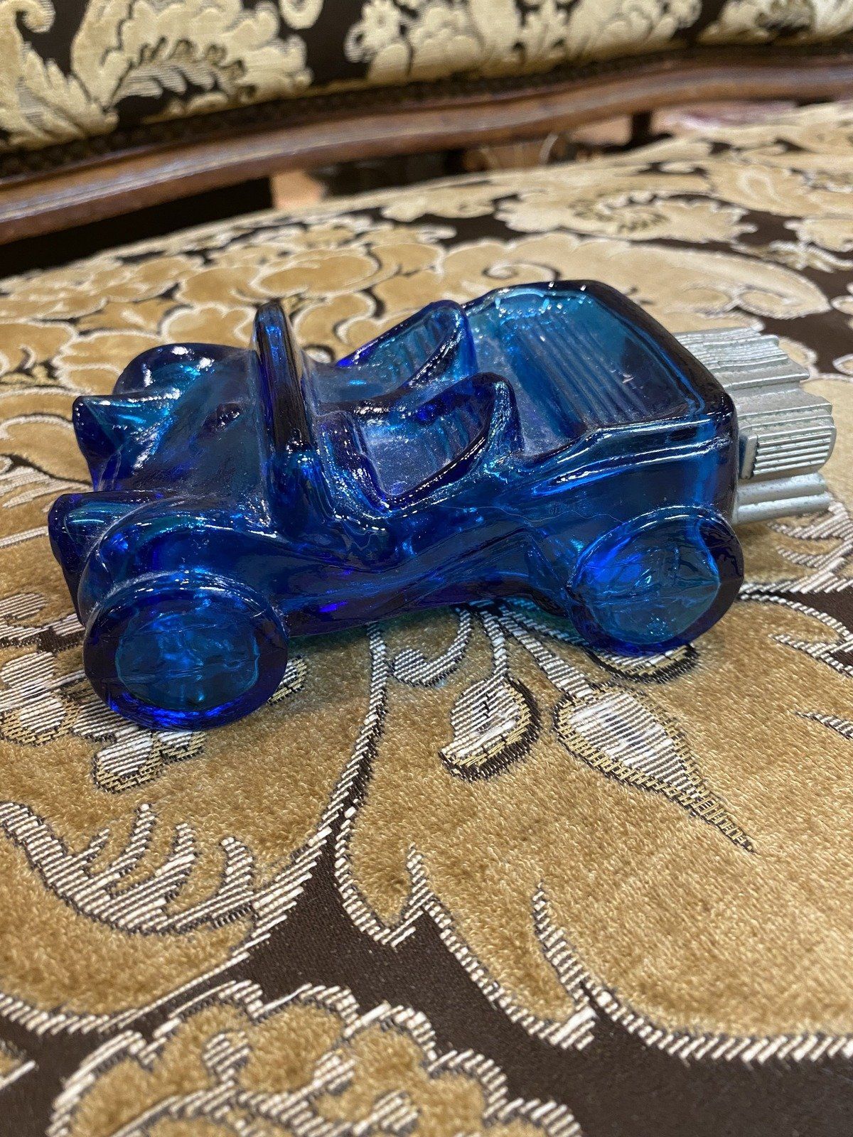 Vintage Blue Apothecary Glass Avon Dune Buggy Collectible Bottle 2