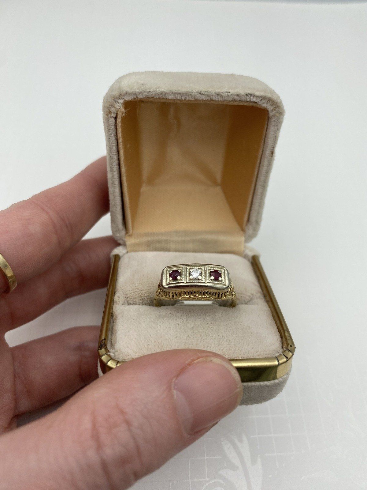 Antique Dual 14k Gold Ruby + Diamond Filigree Dress Ring 3