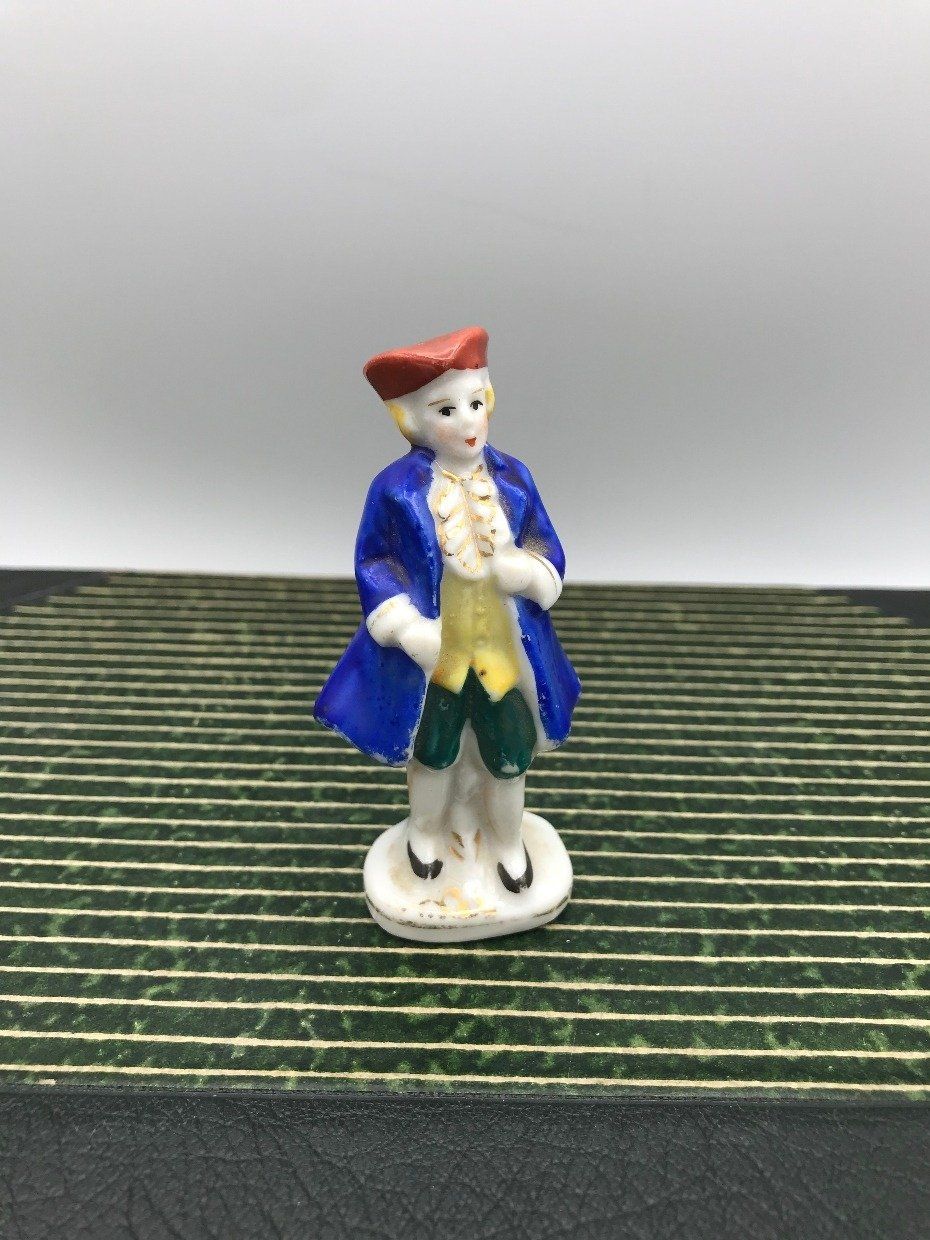 Occupied Japan Porcelain Colonial Dressed Mini Figurine