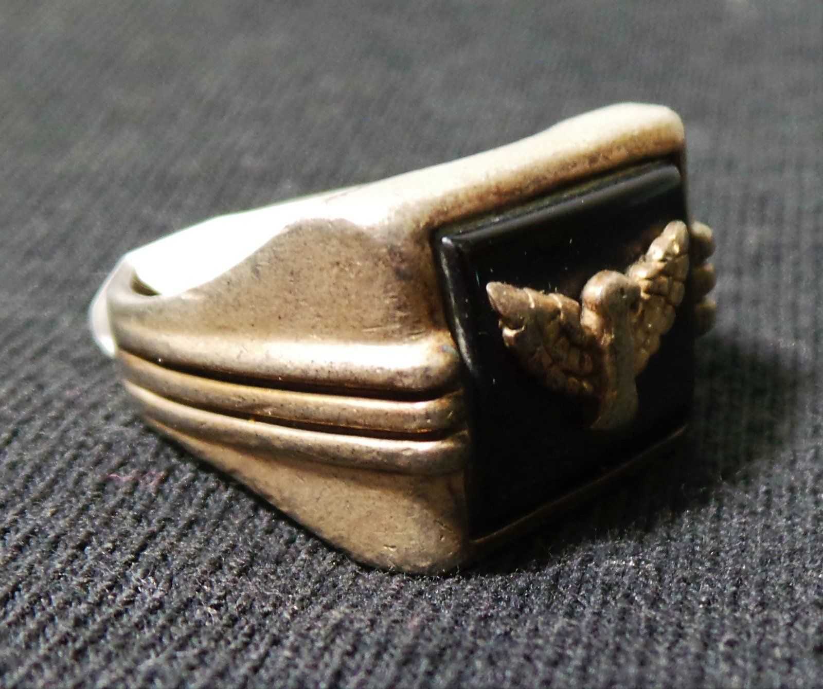 Sterling Silver/Onyx Eagle Men's Ring 2
