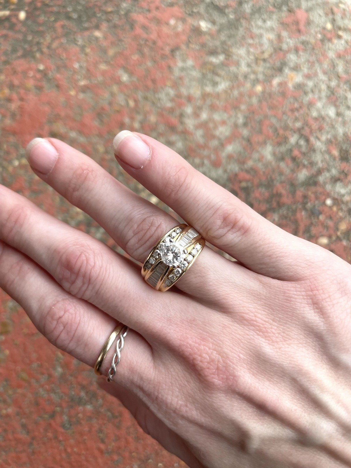 14k Gold 3ctw Solitaire Center Diamond Wedding Ring 7