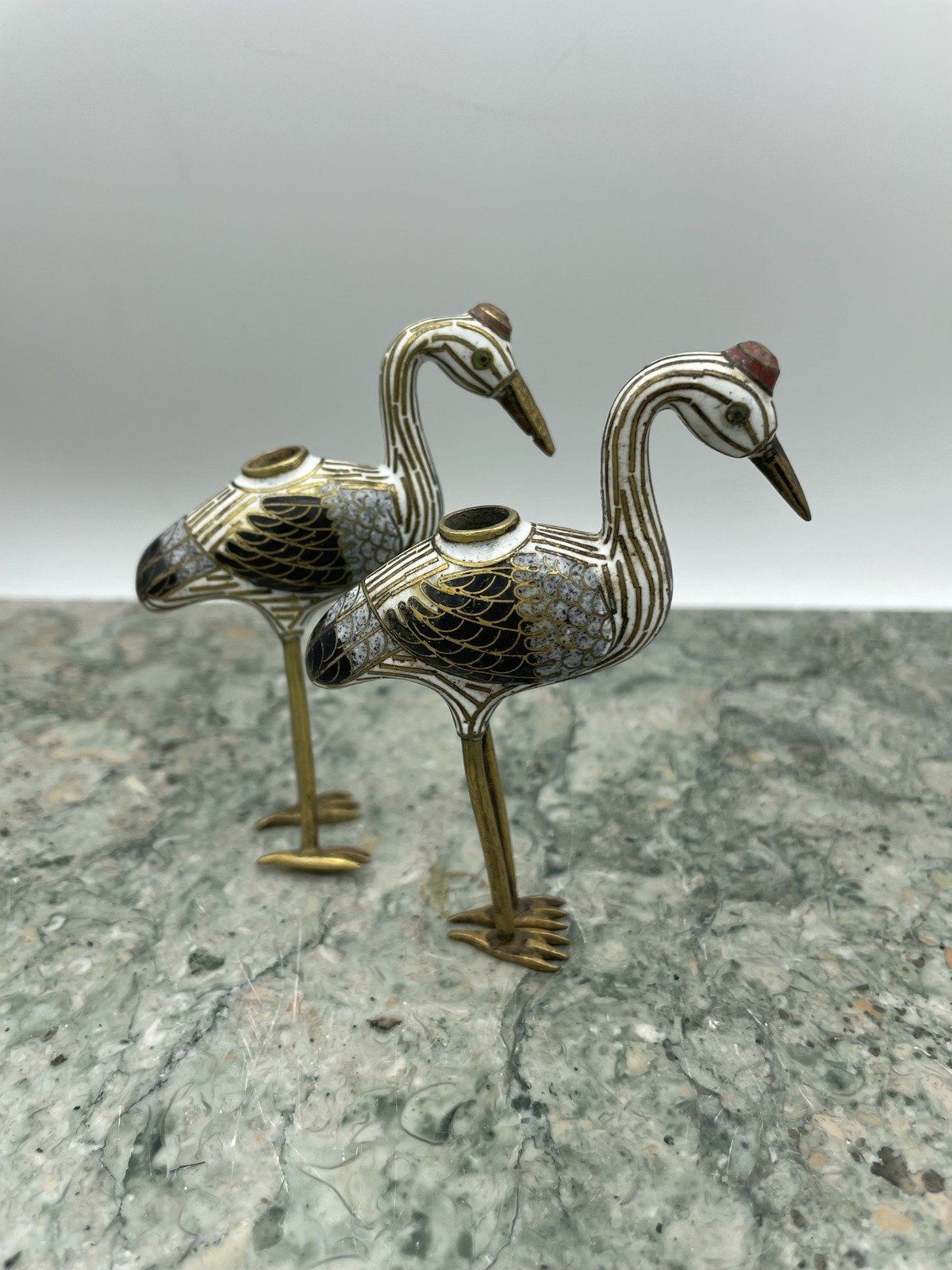 Pair of Miniature Closionne Shore Bird Vases/Vessels? :) 6
